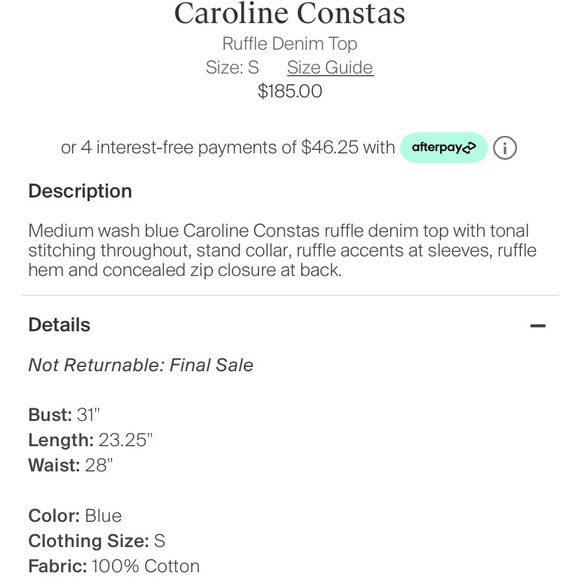 Caroline Constas Ruffle Denim Top - Picture 7 of 10